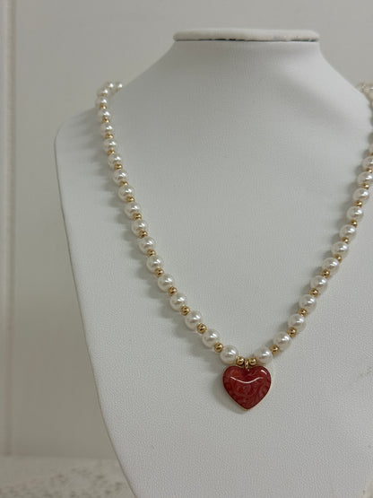 Vintage Pearl/Heart Necklace