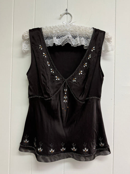 S Y2k Silk Beaded Blouse