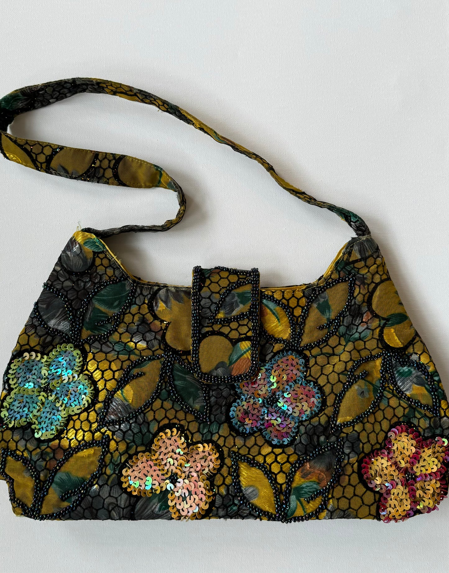 Yellow/Multicolor Sequin Flower Bag