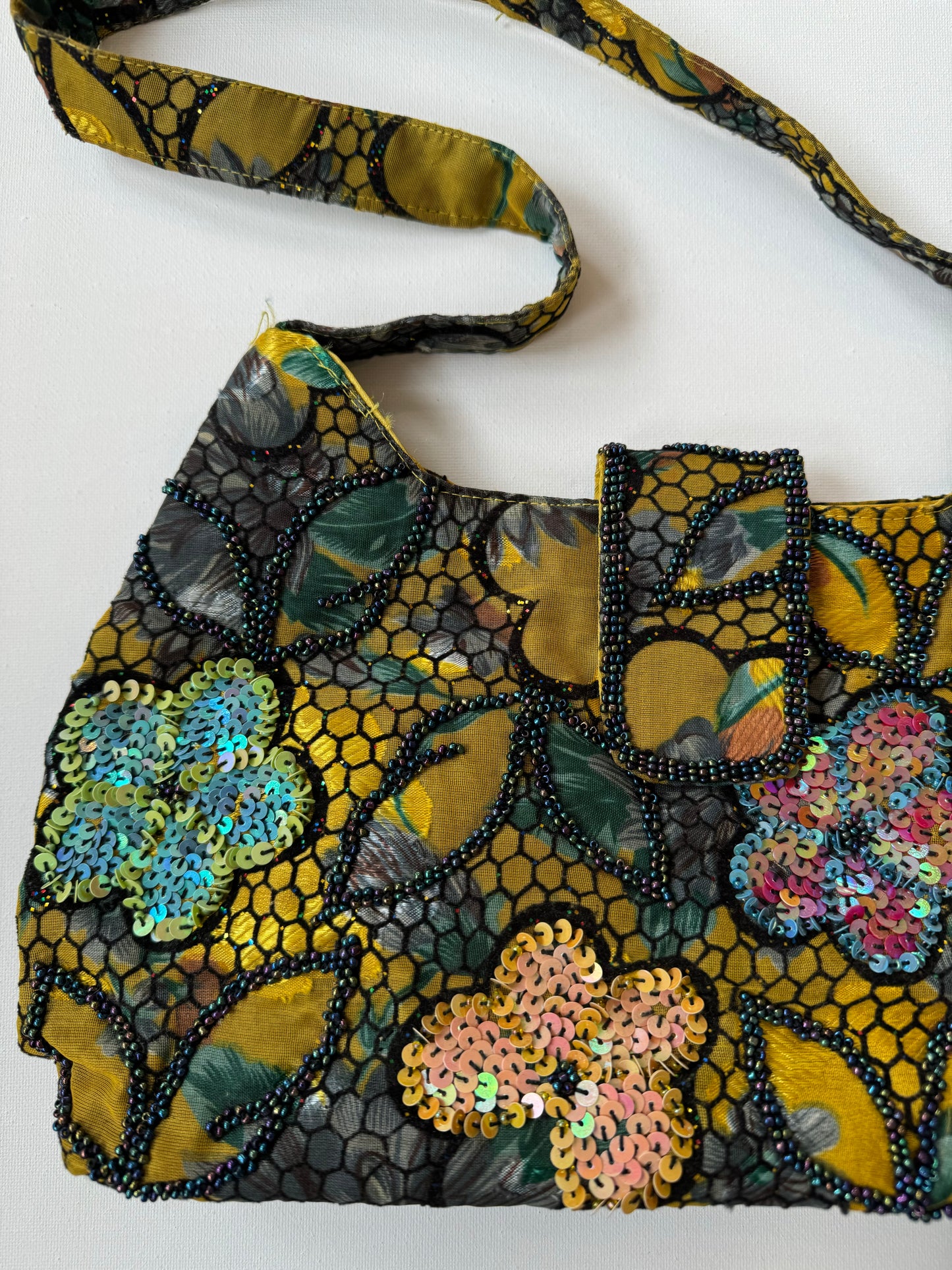 Yellow/Multicolor Sequin Flower Bag