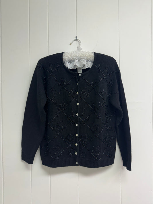 S Vintage Black Beaded Sweater