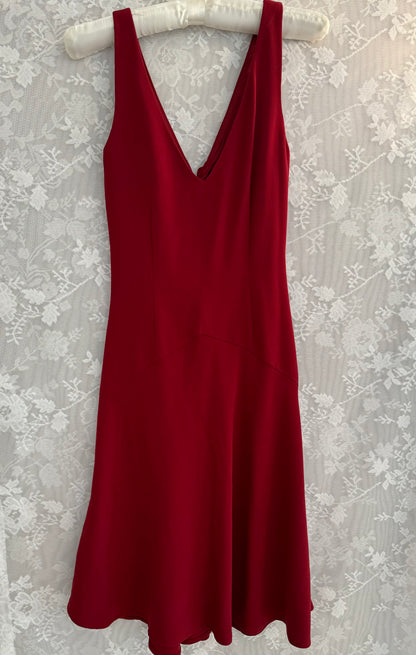 XS Y2k BCBG Red Ruffle Midi Dress