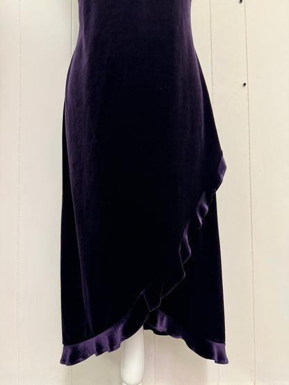 M/L Purple Ruffle Velvet Dress