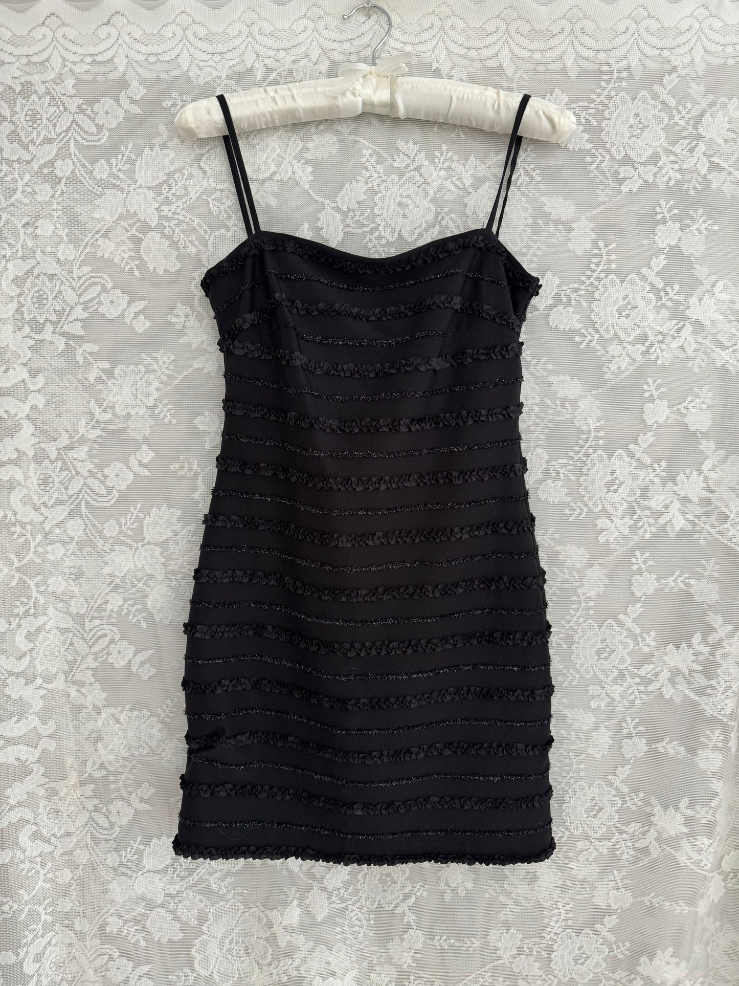 S Y2k Black Ruffle Mini Dress