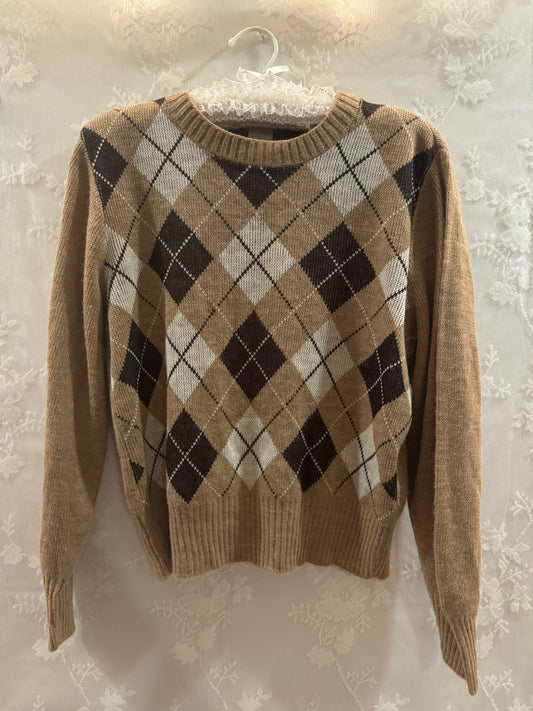 S Vintage 70s Argyle Sweater