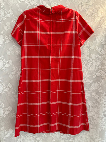 M/L Vintage 1950s/60s Red Windowpane Dress