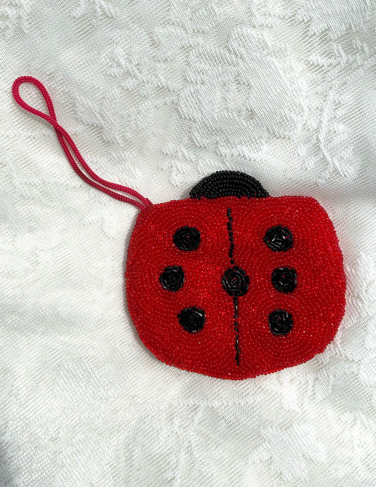 Y2k/Vintage Ladybug Beaded Wrislet/Coin Purse